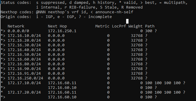 Screenshot of CLI output from NSX Edge Node routing table